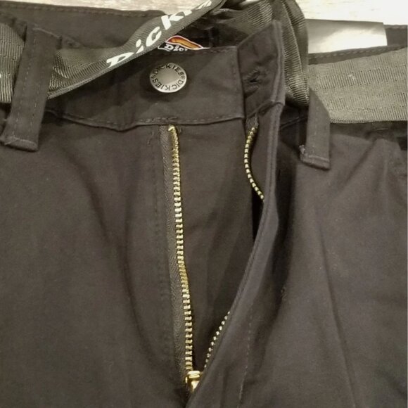 Dickies Women's Relaxed Baggy Fit Cropped Cargo Pants Belt Belted Black New - Picture 5 of 10